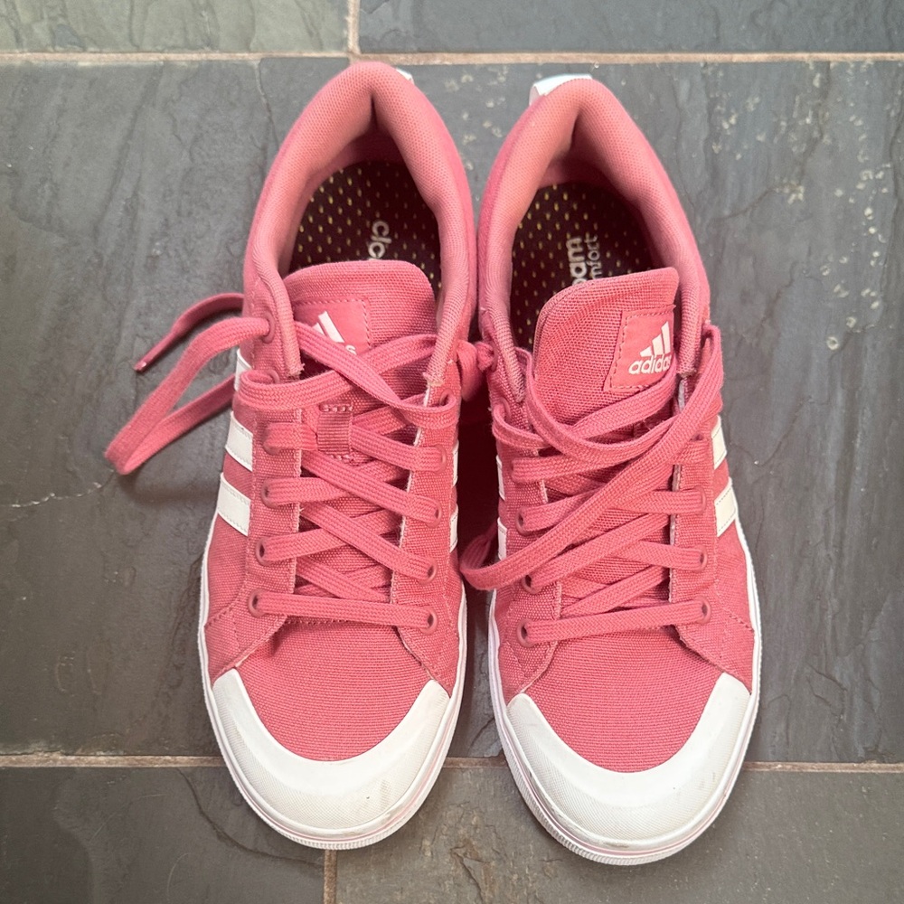 Adidas Women's Pink and White Sneakers